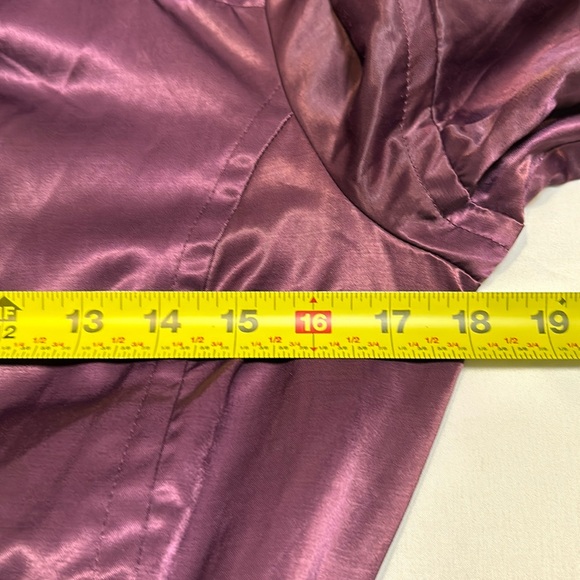 Satin Women’s Jacket Sz S Purple Ruffles Balloon Sleeve Party whimsy Artsy GUC - Picture 11 of 16